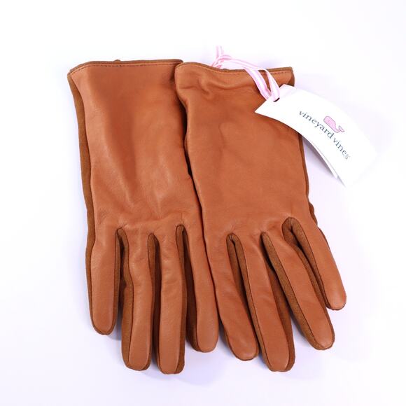 Vineyard Vines Accessories - VINEYARD VINES NWT Soft Leather and Suede Gloves Cashmere Lined Caramel Womens L